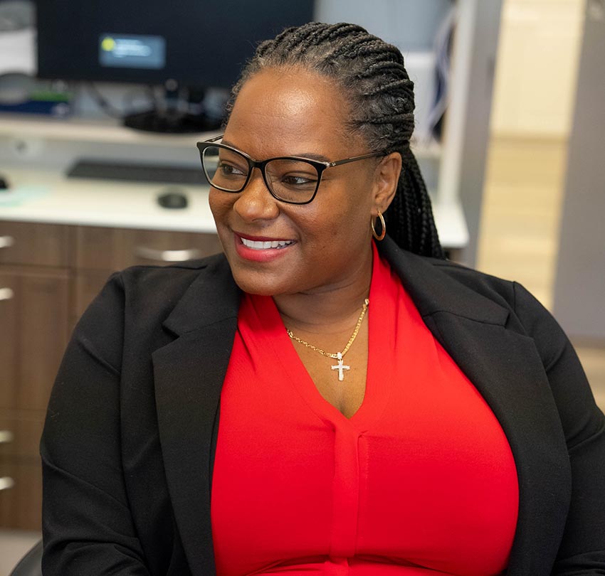 Smiling female dental patient at the Dental Center of Jacksonville