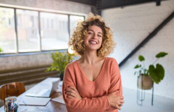 Portrait of confident creative businesswoman in office
